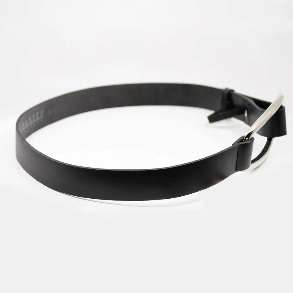 DANIER Black Leather Belt with Buckle Size M - Picture 4 of 8